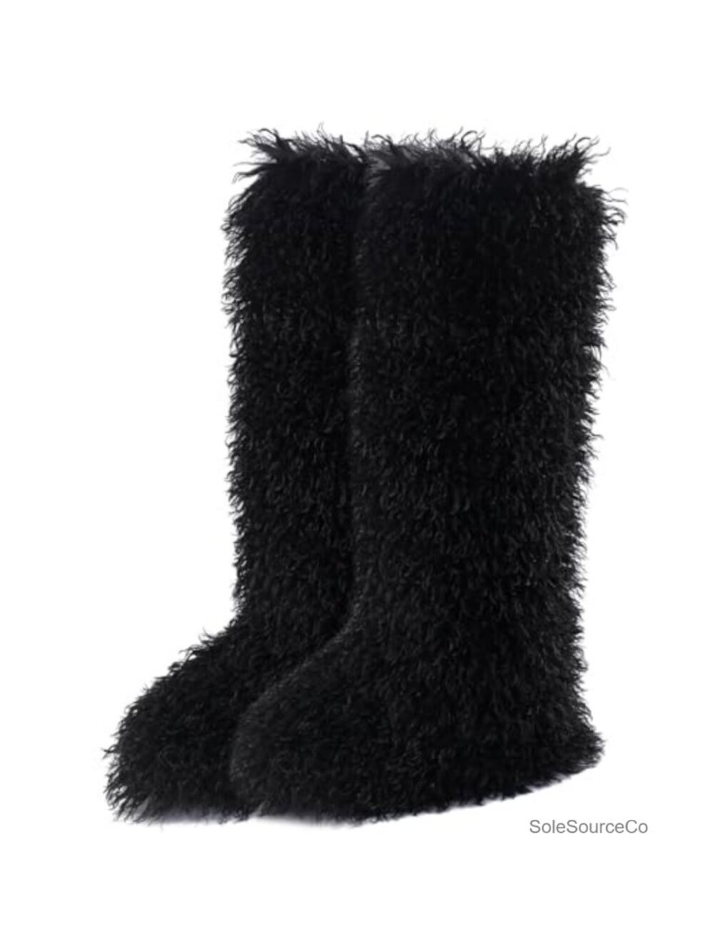 Faux Fur Tall Furry Knee-High Winter Boots Slip-On Snow Boots